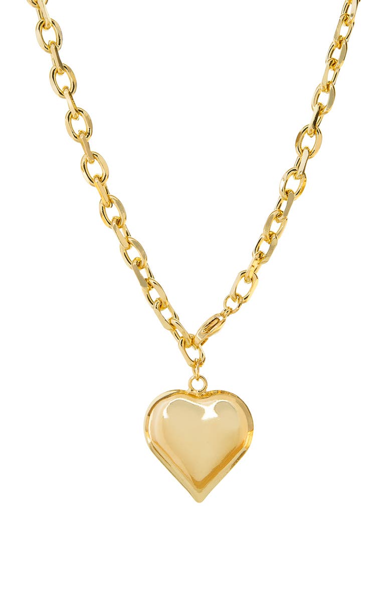 MARLYN SCHIFF Puffy Heart Charm Necklace, Main, color, Gold