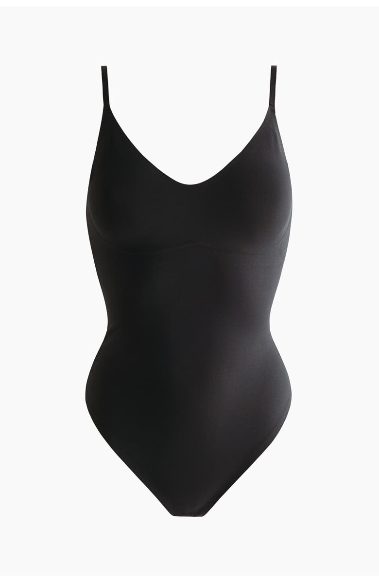 H&M Light Shape Microfibre Thong Body, Main, color, Black