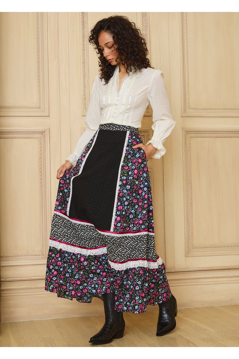 Melissa Vintage Style Cotton Maxi Skirt, ModCloth x Gunne Sax, Alternate, color, Enchanting Bloom