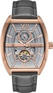 Heritor Automatic Masterson Semi-Skeleton Leather-Band Watch