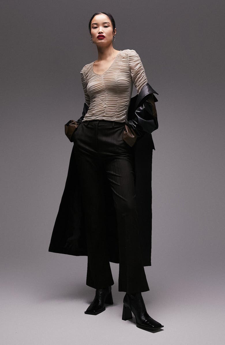 Topshop Ruched Long Sleeve Top, Alternate, color, 