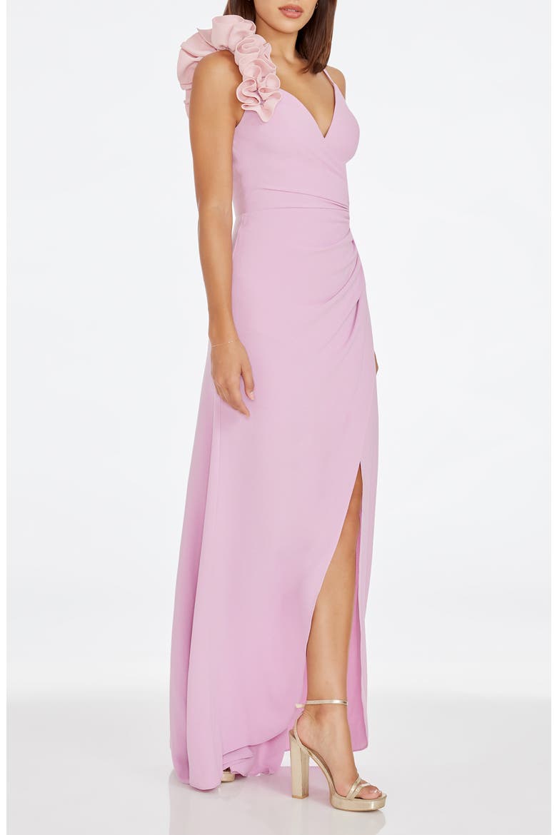 Camelia Ruffle Detail Gown, Alternate, color, LAVENDER-VINTAGE PINK
