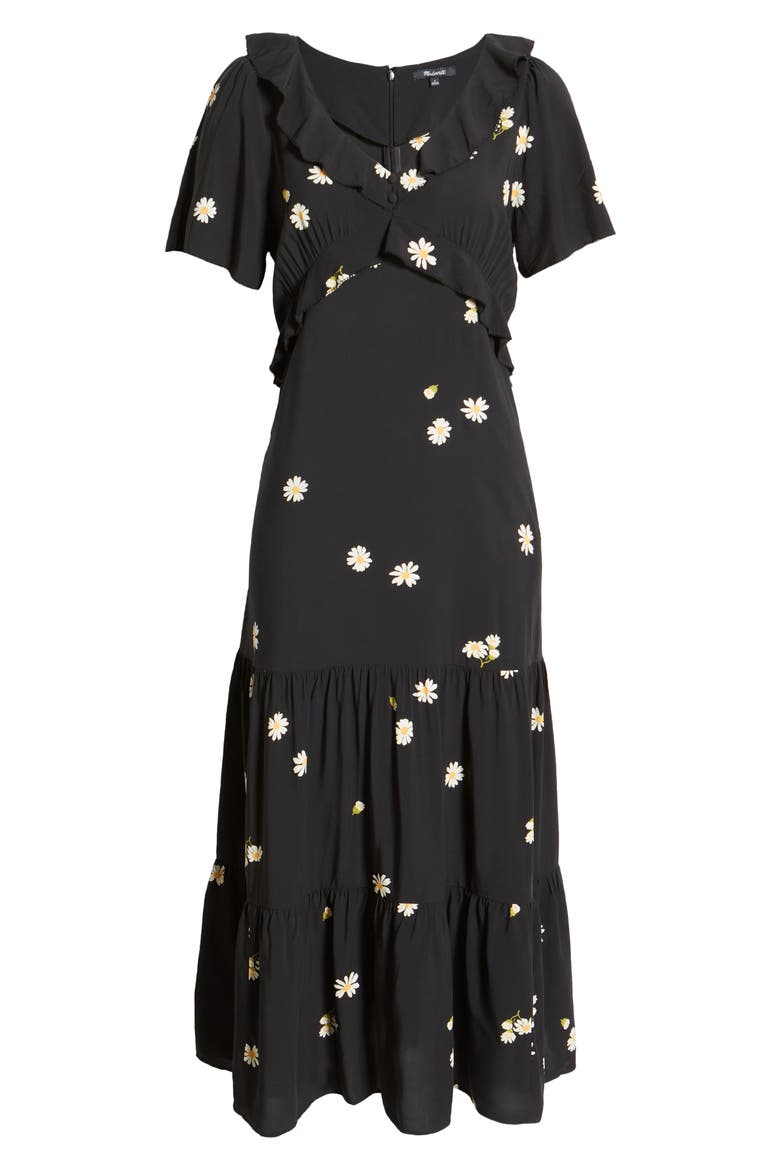 Lazy Daisies Ruffle Tiered Maxi Dress, Alternate, color, TRUE BLACK