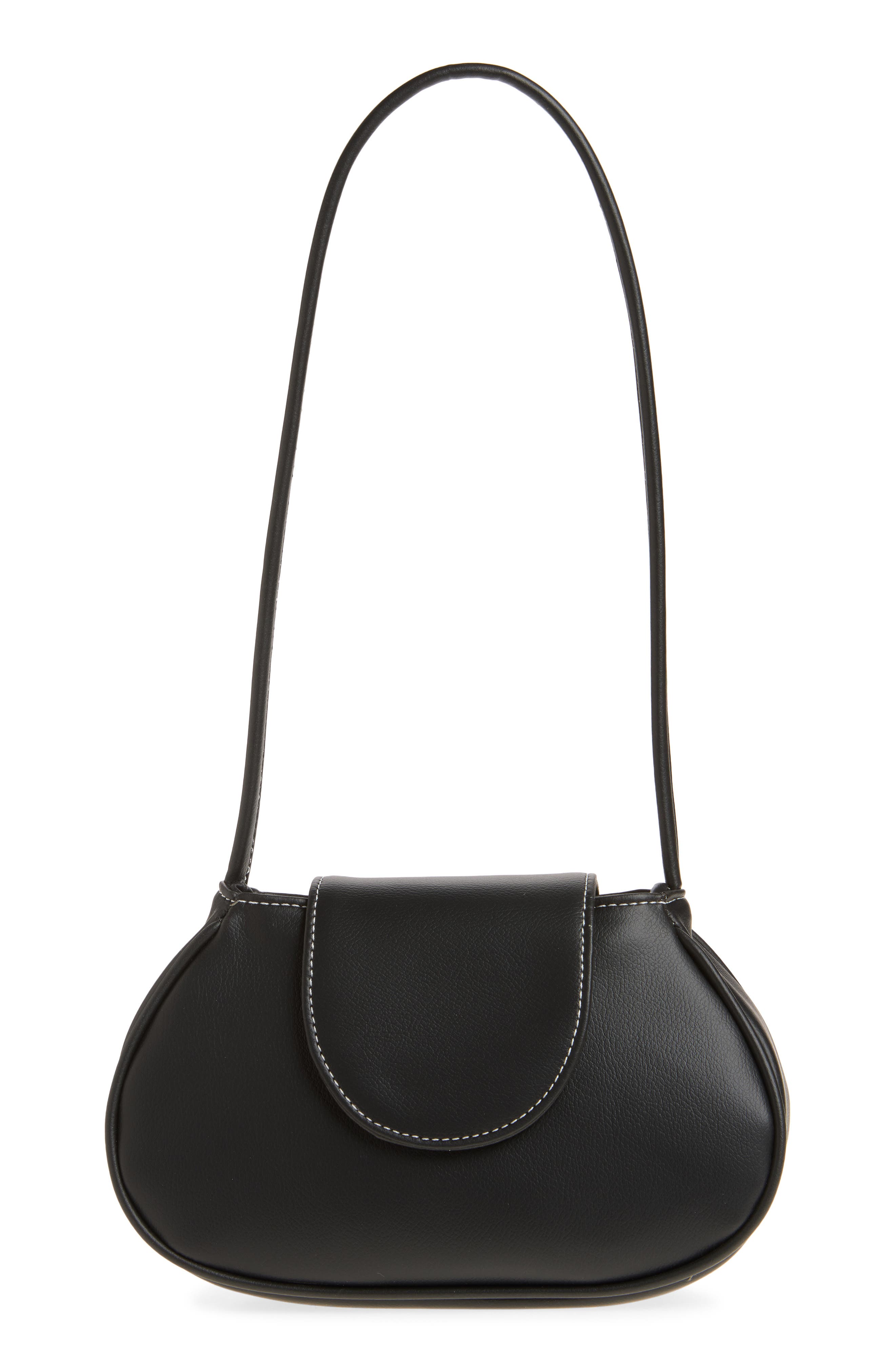 Ineva Faux Leather Baguette Bag, Main, color, BLACK