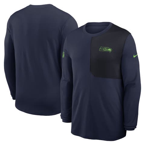 Men's Nike College Navy Seattle Seahawks Sideline Coach UV Performance Long Sleeve T-Shirt
