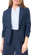 GIBSONLOOK Ruched Sleeve Linen Blend Blazer