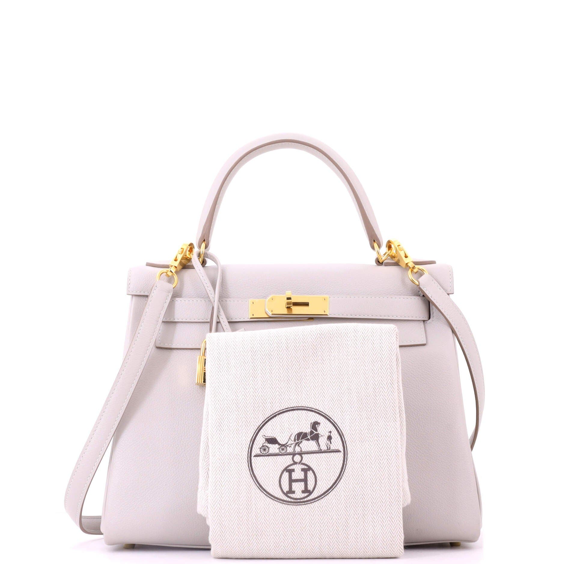 Pre-Owned Hermes Kelly Handbag Grey Evercolor with Gold Hardware 28, Alternate, color, Gris Perle