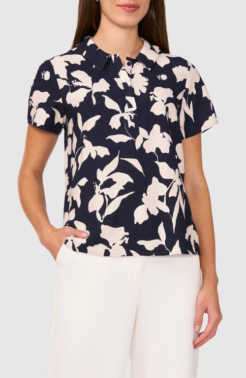 Halogenr Halogen(r) Floral Short Sleeve Shirt In Classic Navy