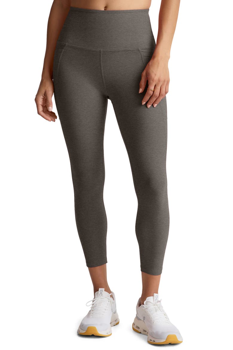 Space Dye Out of Pocket Side Pocket High Waist Capri Leggings, Main, color, TRUE GRAY HEATHER