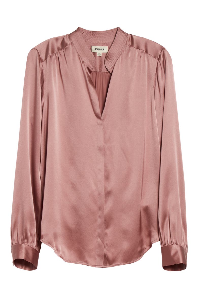 Bianca Silk Satin Blouse, Alternate, color, MAUVE ROSE