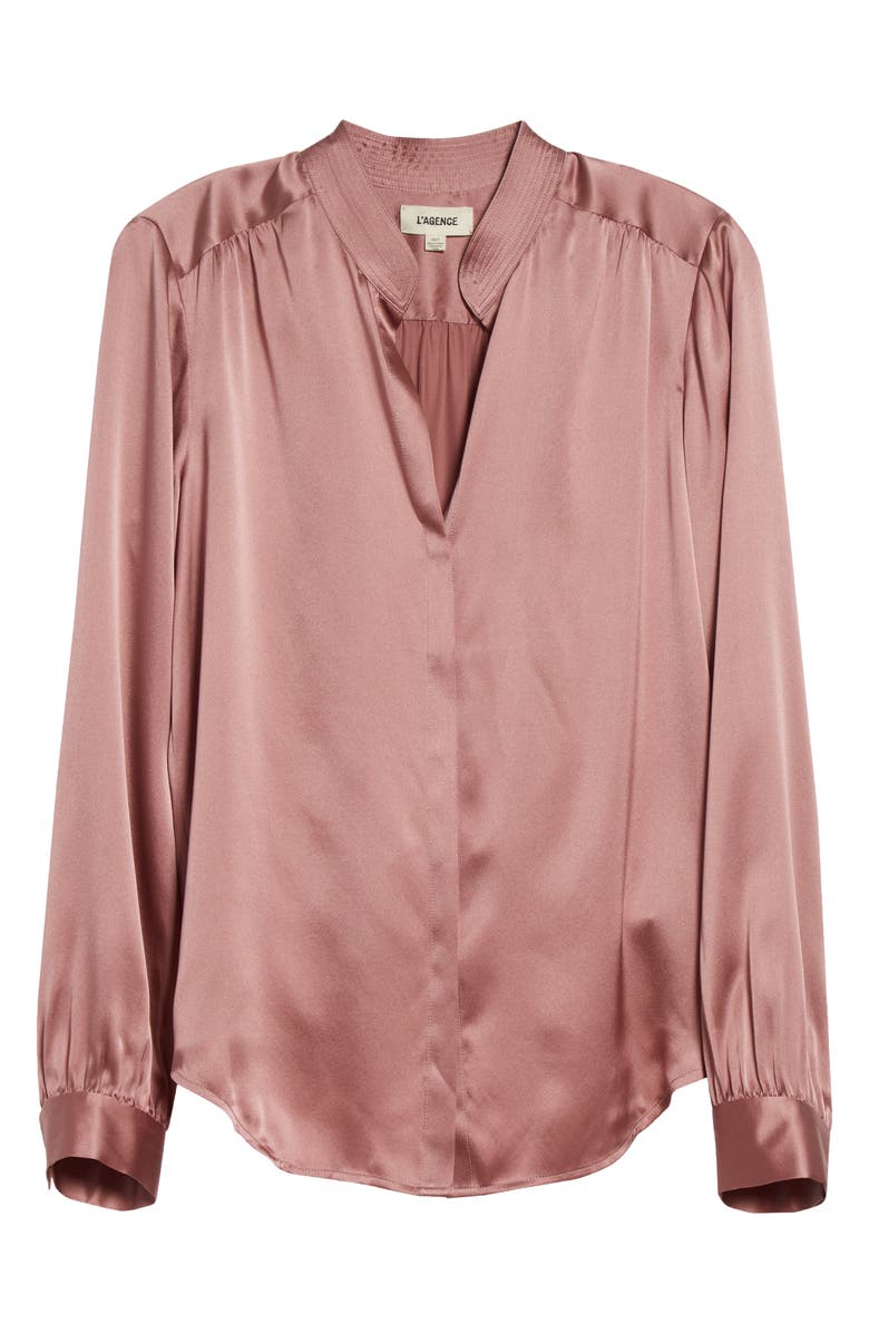 L'AGENCE Bianca Silk Satin Blouse, Alternate, color, Mauve Rose