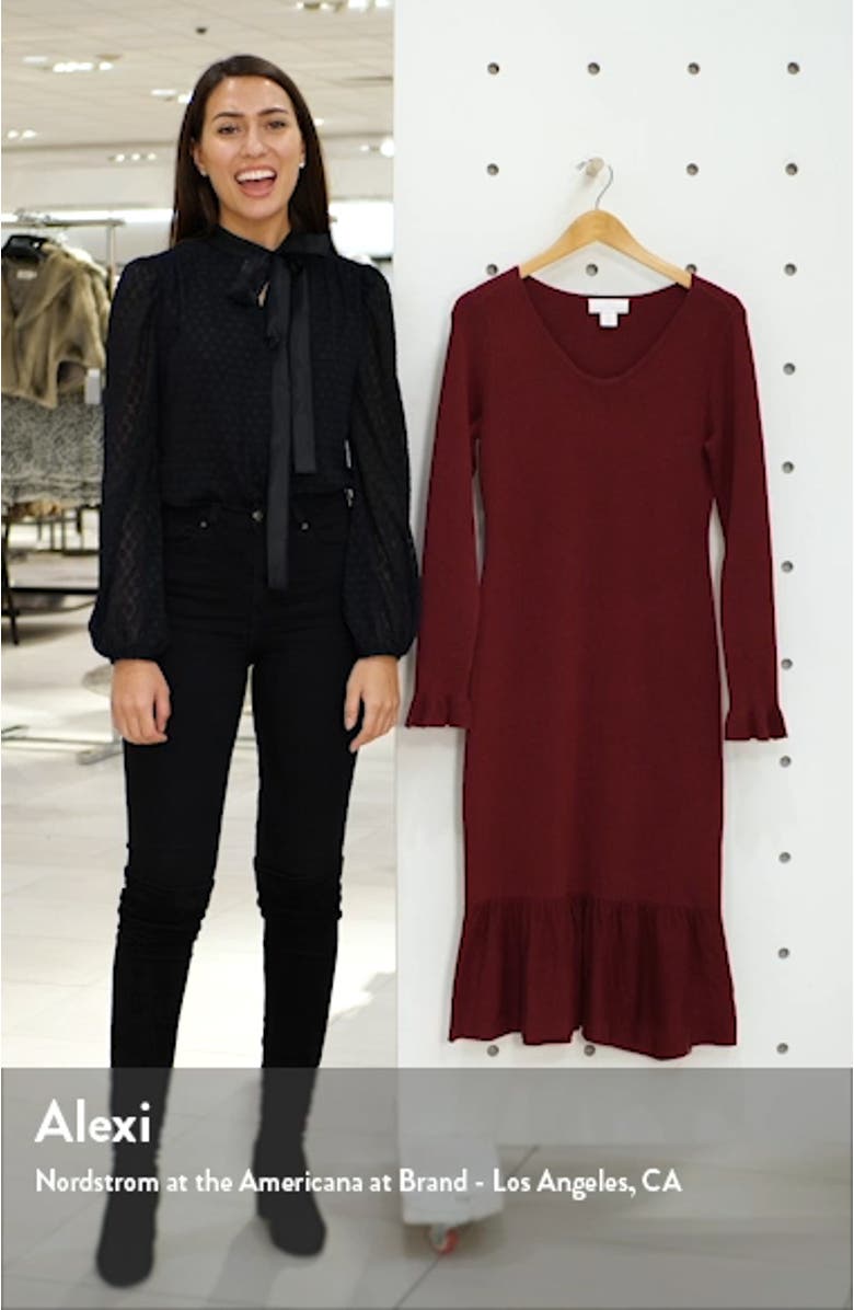 Ruffle Trim Sweater Dress, sales video thumbnail