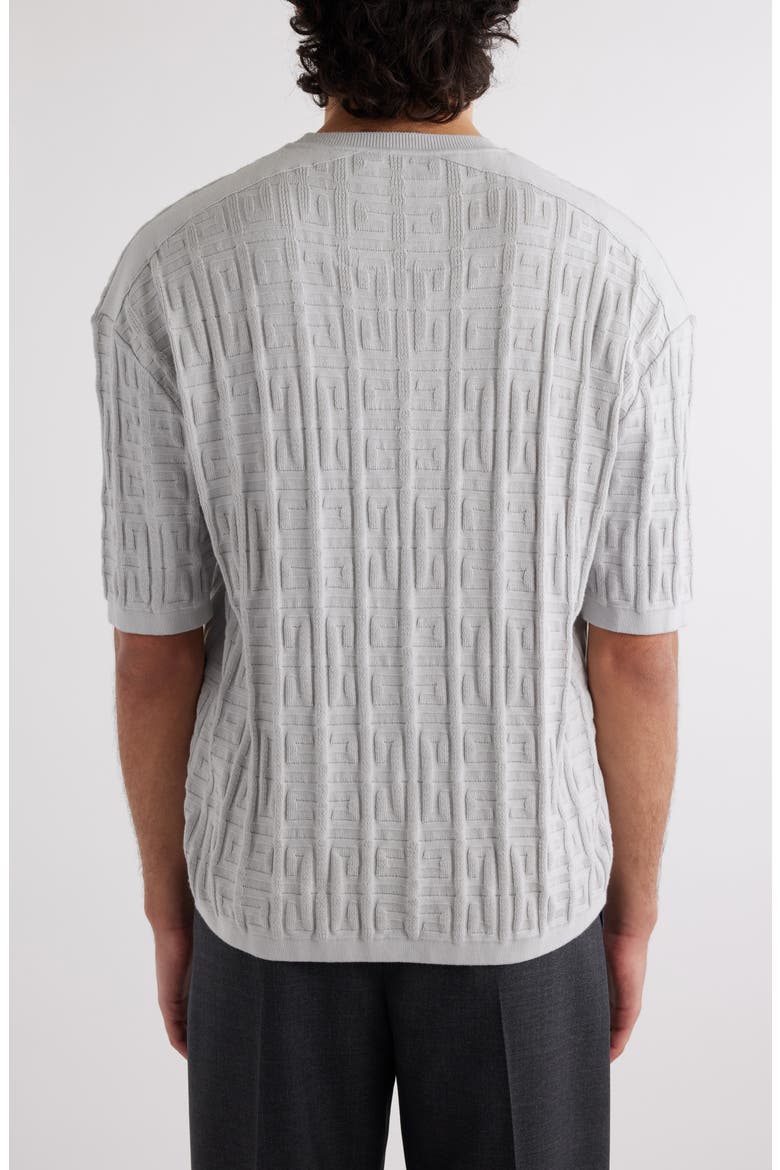 Logo Jacquard Short Sleeve Cotton Sweater, Alternate, color, PEARL GREY