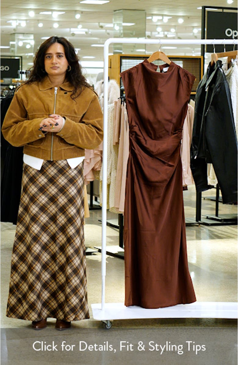 Meryn Ruched Satin Maxi Dress, sales video thumbnail