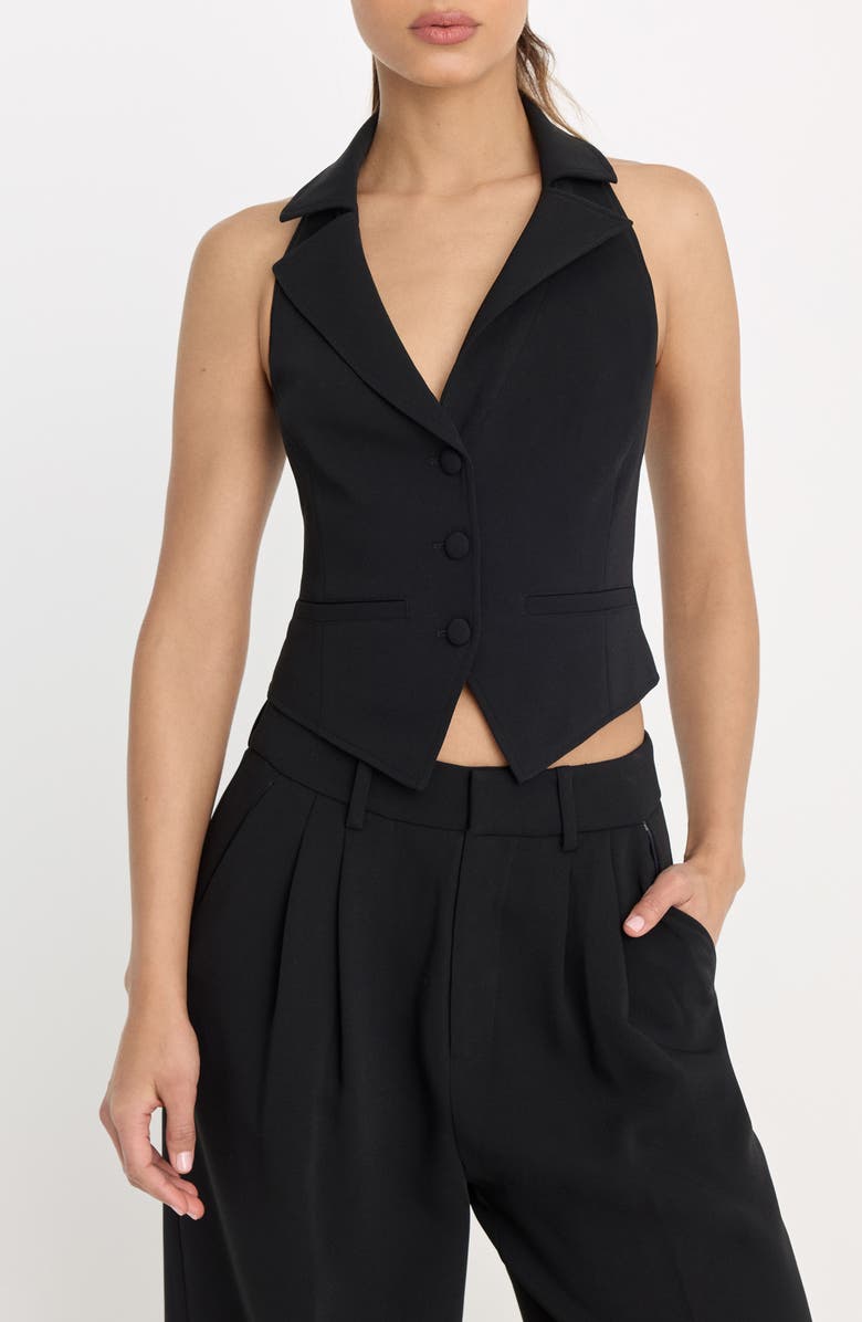 Good American Luxe Suiting Halter Vest, Main, color, Black001