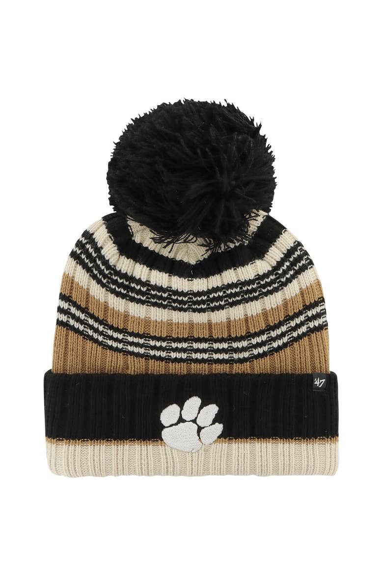 Women's '47 Khaki Clemson Tigers Barista Cuffed Knit Hat with Pom, Main, color, Khaki