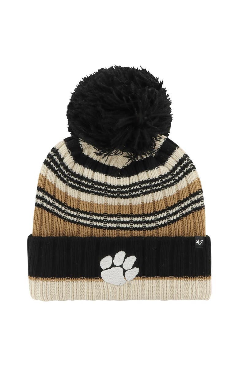 '47 Women's '47 Khaki Clemson Tigers Barista Cuffed Knit Hat with Pom, Main, color, Khaki