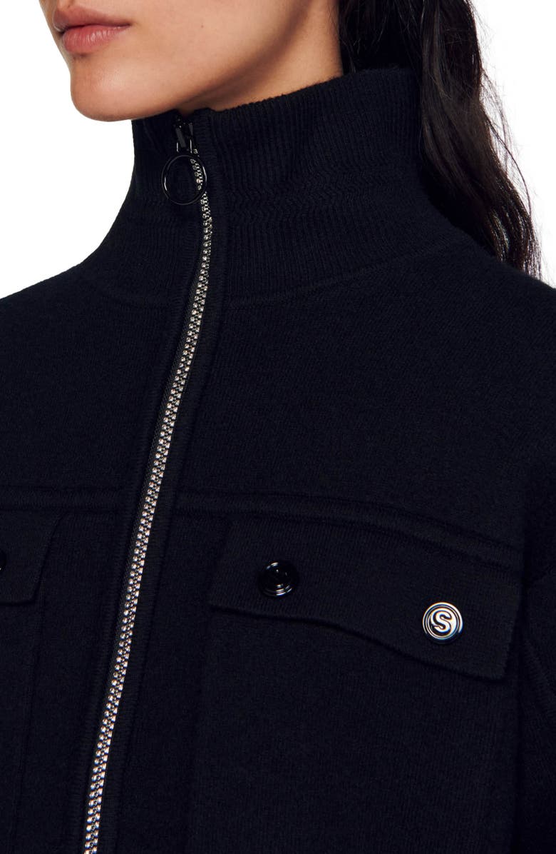 SANDRO Yasmine Knit Zip Jacket, Alternate, color, 