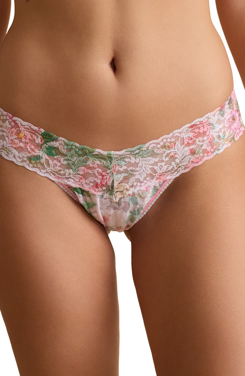 Hanky Panky Print Low Rise Thong, Alternate, color, Rococo Rose