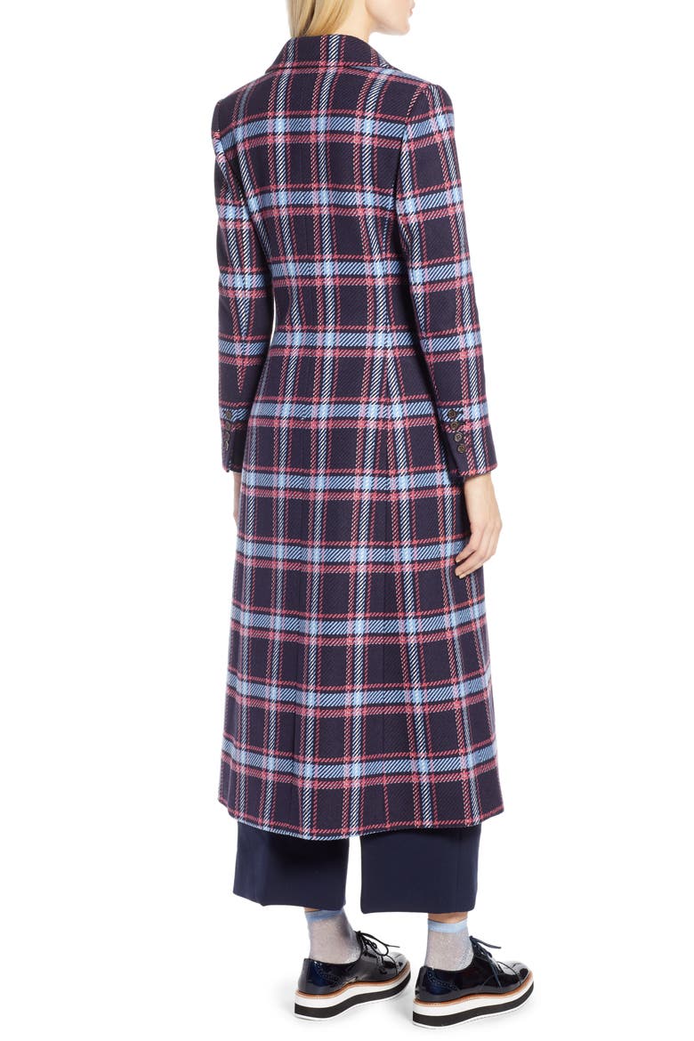 x Atlantic-Pacific Long Plaid Coat, Alternate, color, NAVY PLAID