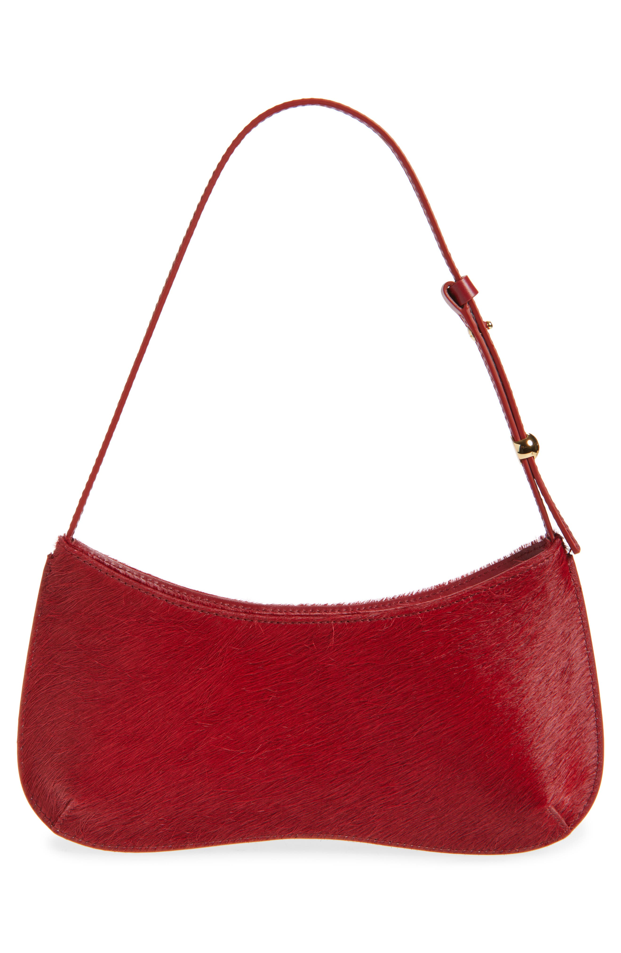 Jacquemus Le Bisou Genuine Calf Hair Shoulder Bag, Alternate, color, Dark Red 480
