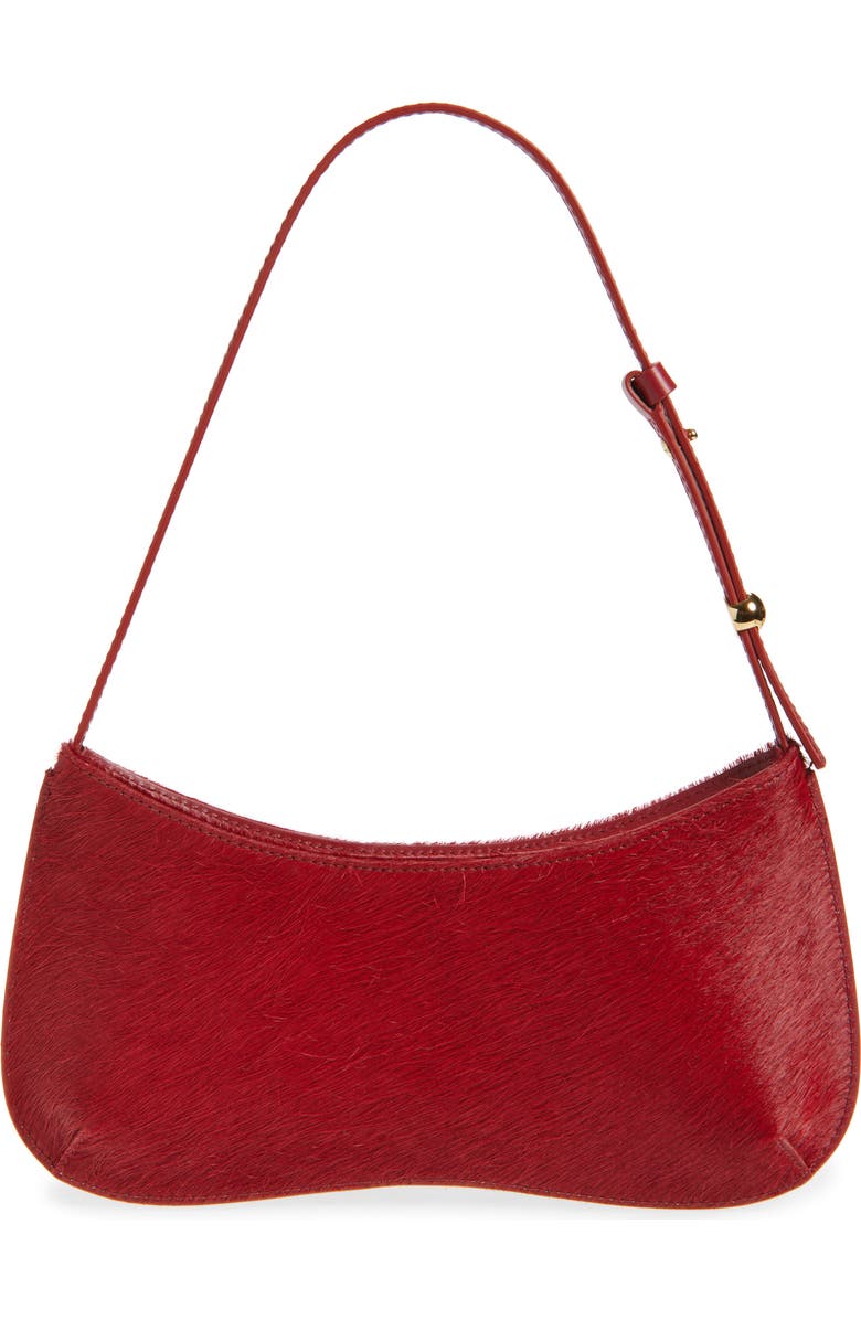 Jacquemus Le Bisou Genuine Calf Hair Shoulder Bag, Alternate, color, Dark Red 480