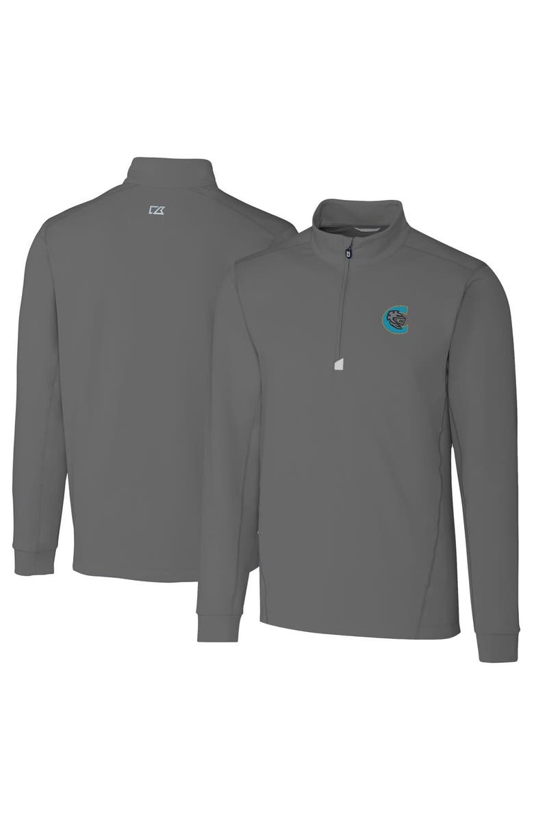Cutter & Buck Men's Cutter & Buck  Gray Charlotte Knights Big & Tall Traverse Stretch Quarter-Zip Top, Main, color, 