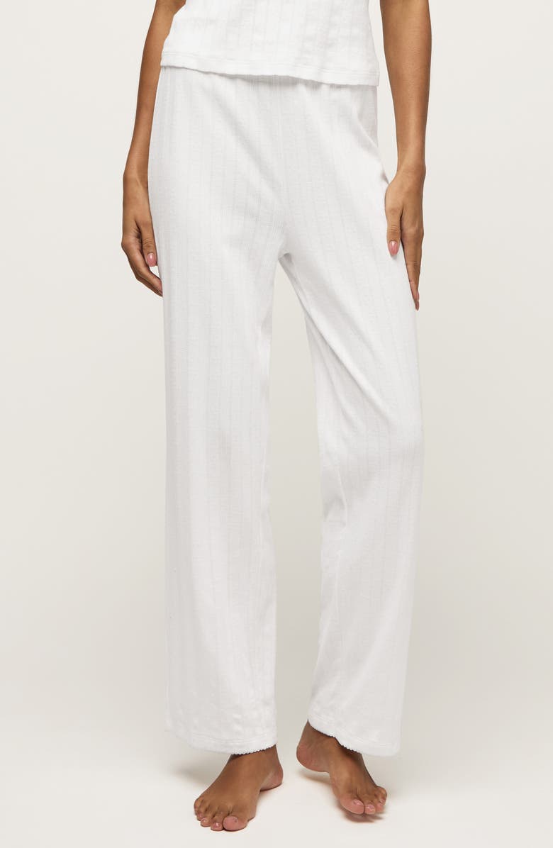 Petite Plume Pima Cotton Pointelle Pants, Main, color, White