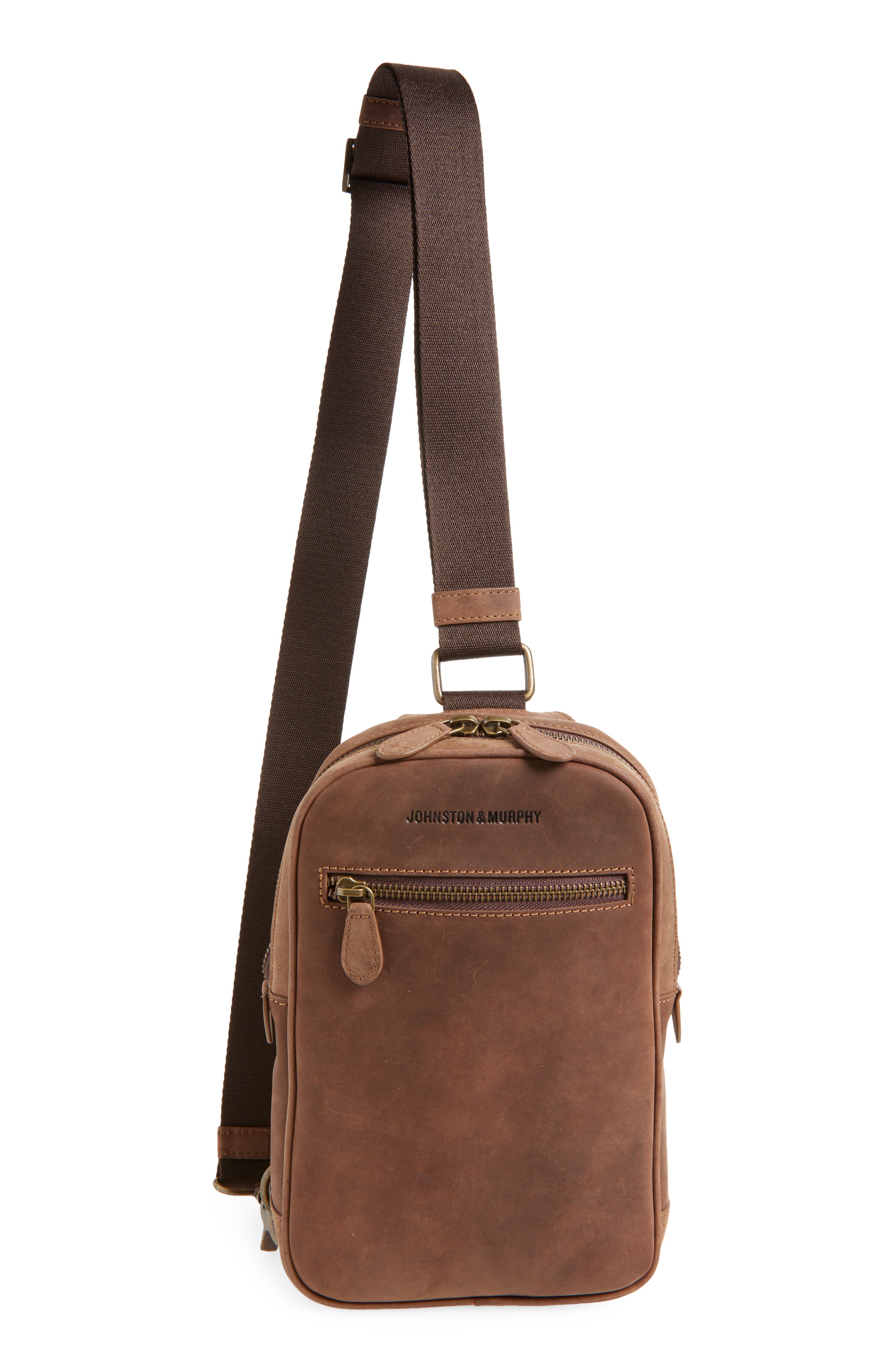 Johnston & Murphy Oil Tanned Leather Sling Bag