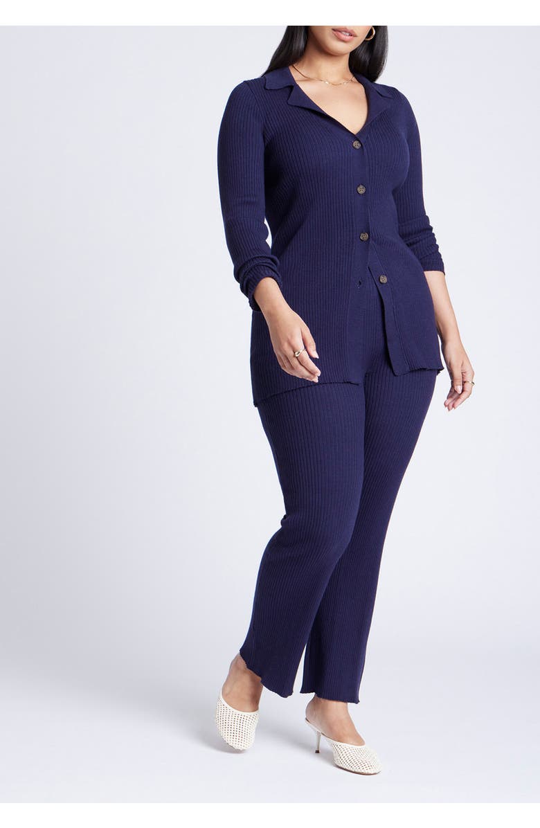 ELOQUII Button Front Long Ribbed Cardigan, Alternate, color, 