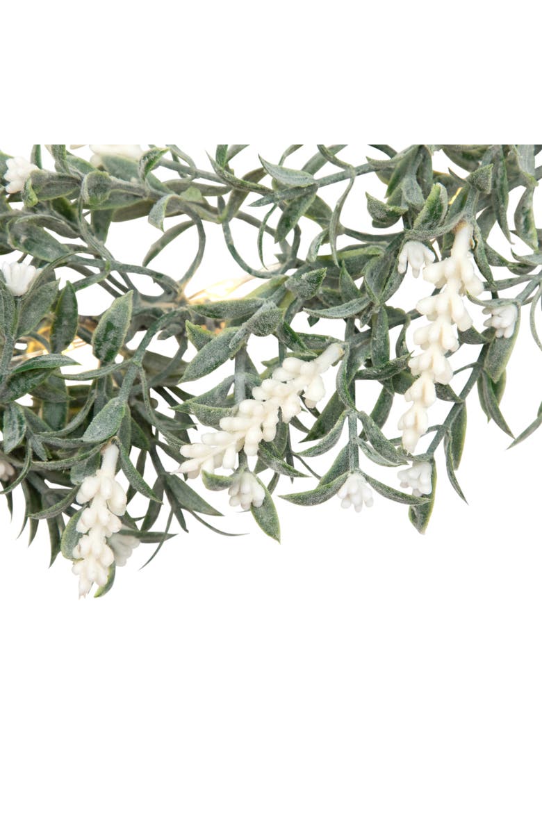 Northlight Pre-Lit Battery Operated White Lavender Spring Wreath - 16" - White LED Lights, Alternate, color, Green