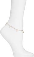 Nordstrom Faux Pearl & Cubic Zirconia Charm Anklet