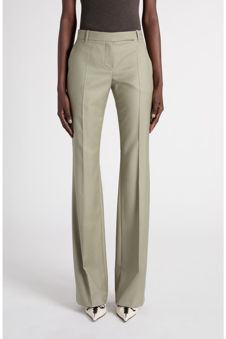 Narrow Bootcut Wool Trousers, Main, color, DARK GREEN BOTTLE