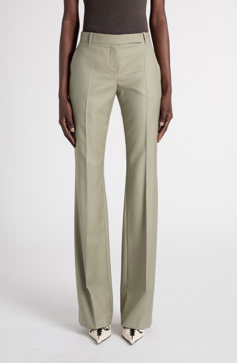 Narrow Bootcut Wool Trousers