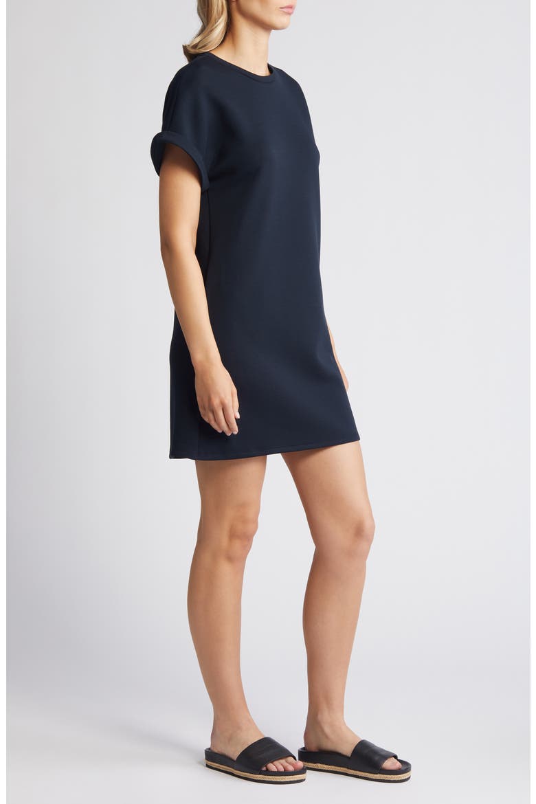 Cuffed T-Shirt Dress, Alternate, color, BLACK