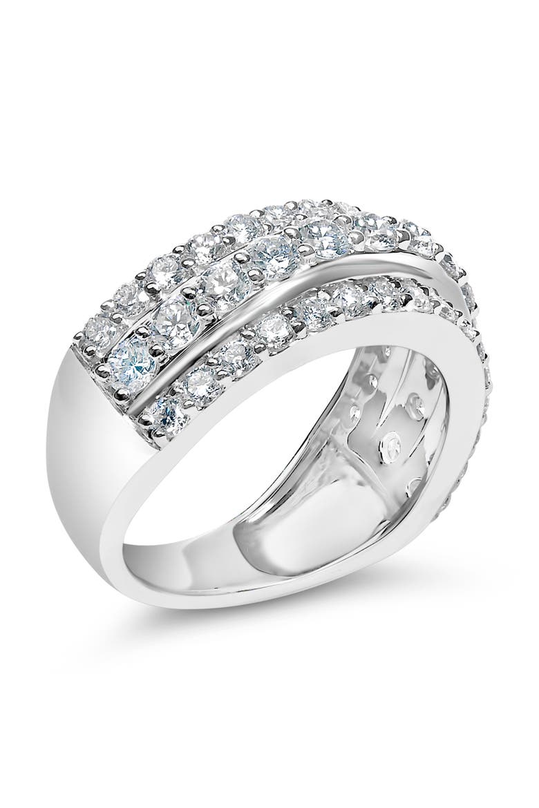 .925 Sterling Silver 2.0 ctw Lab Grown Diamond 3 Row Band Ring (F-G Color, VS1-VS2 Clarity, Alternate, color, Silver