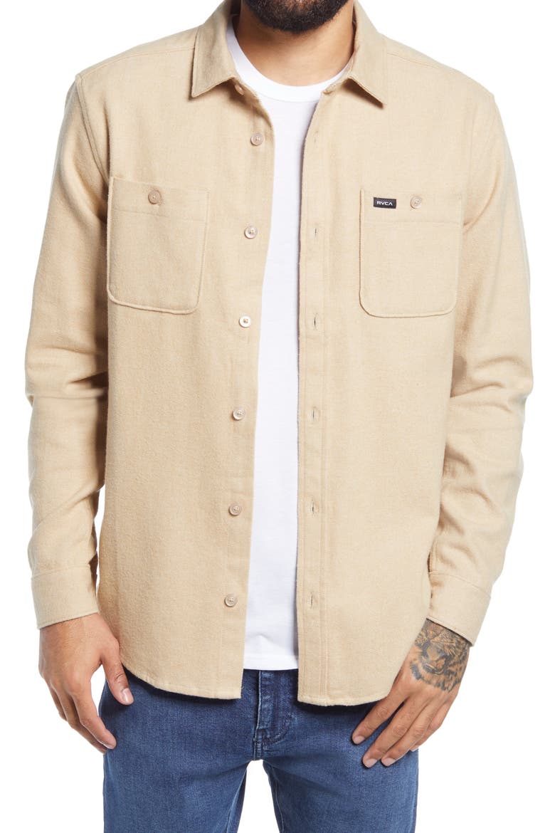 Harvest Regular Fit Flannel Button-Up Shirt, Main, color, KHAKI