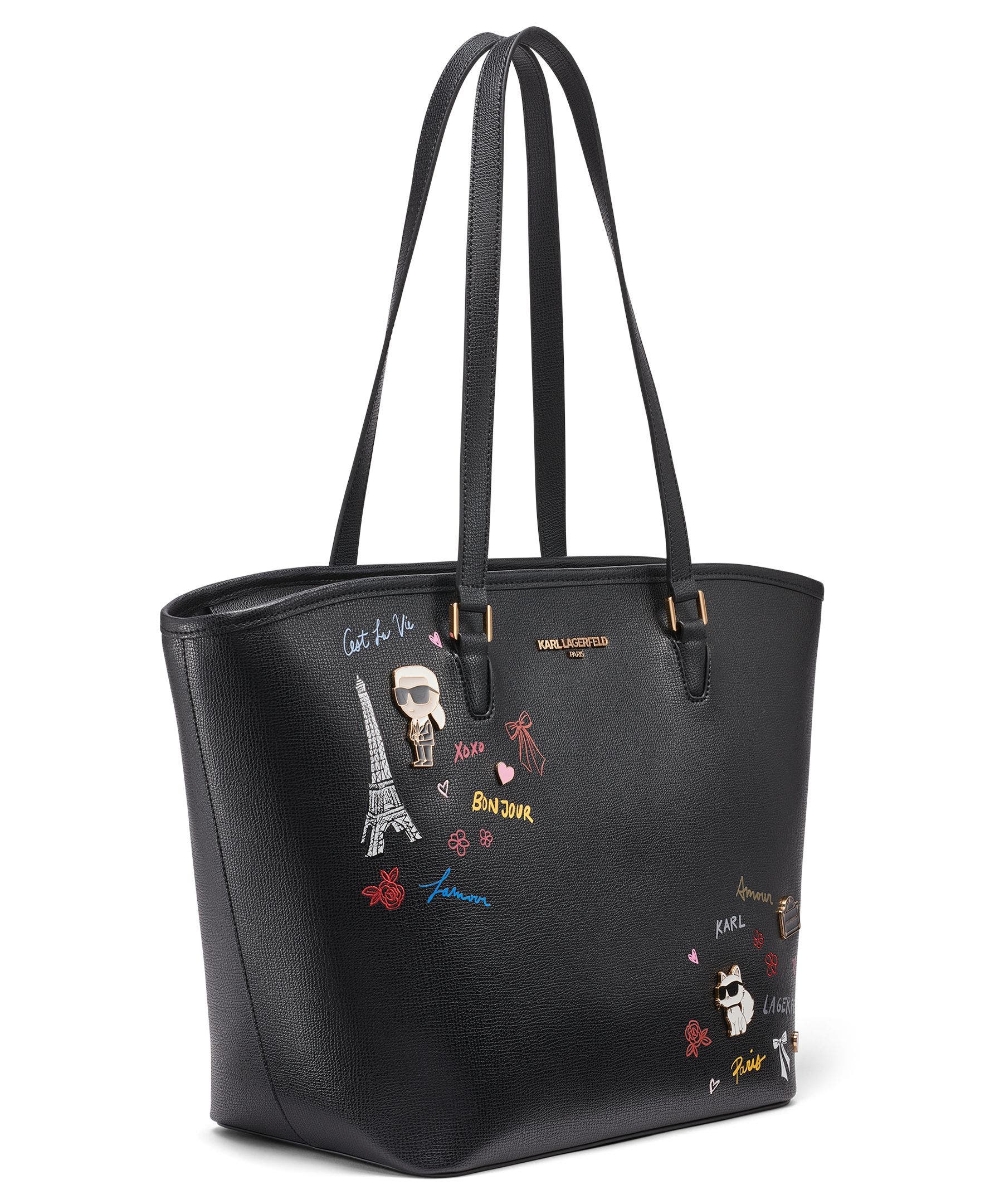 KARL LAGERFELD PARIS Adele Tote, Alternate, color, Black