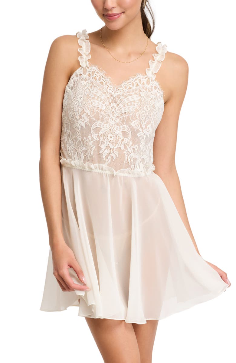 Rya Collection Giselle Lace & Chiffon Chemise, Alternate, color, 