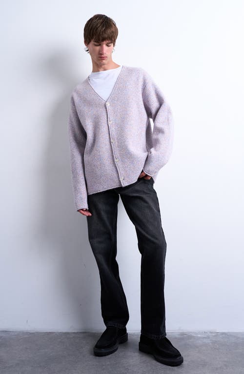 Topman Twist Yarn V-neck Cardigan In Purple