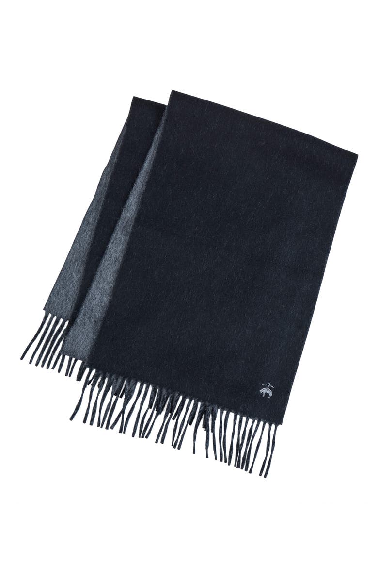 Twill Wool & Cashmere Blend Fringe Scarf, Main, color, BLACK/ CHARCOAL
