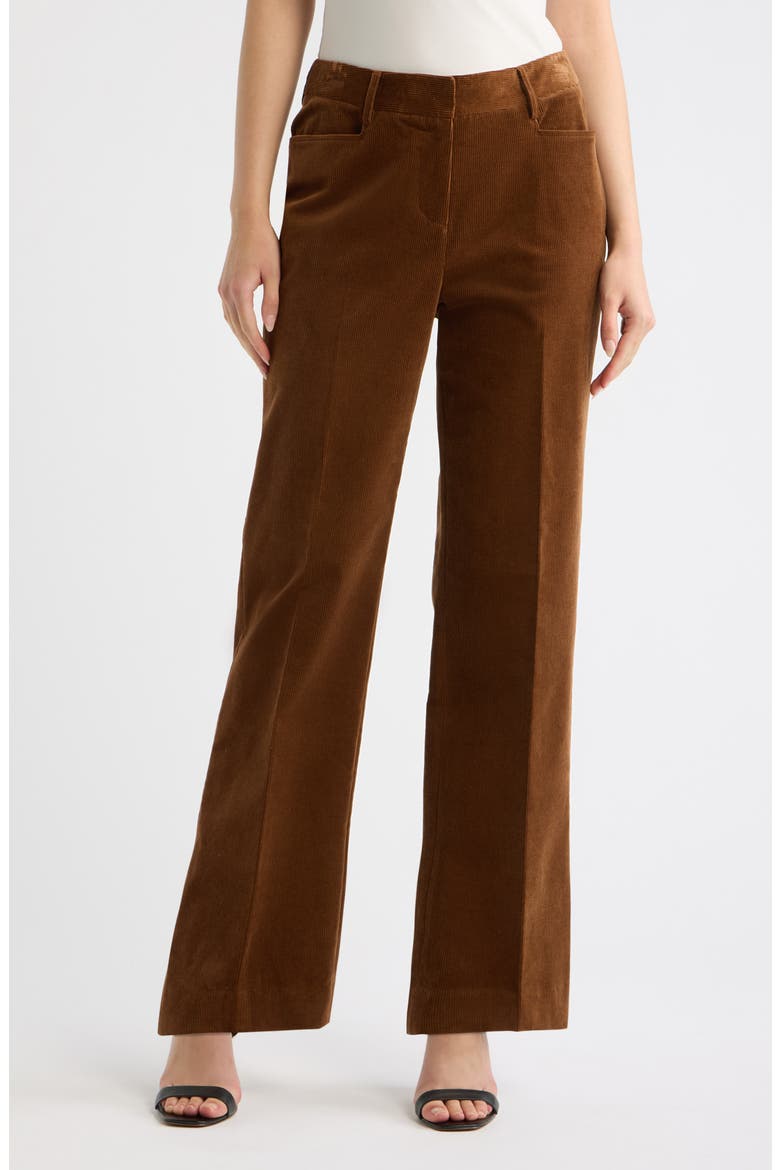 Corduroy Flare Leg Pants, Main, color, LUGGAGE