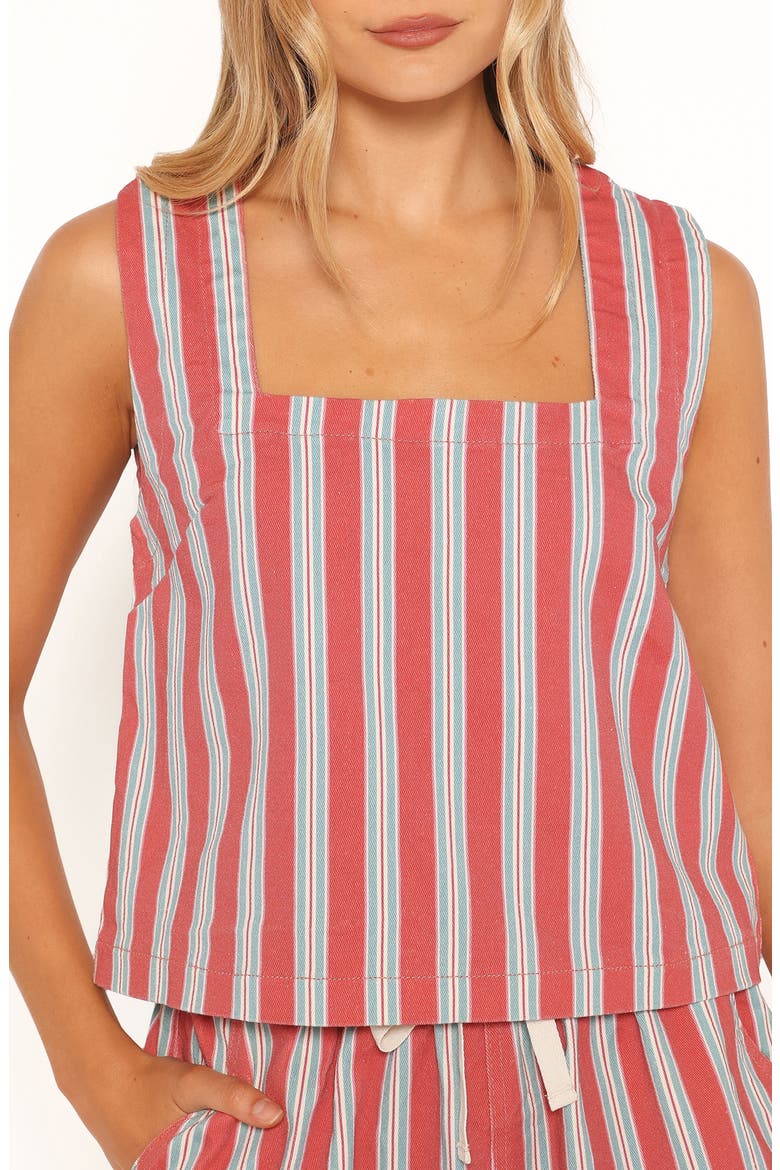 Marinda Stripe Cotton Drawstring Shorts, Alternate, color, RED STRIPE