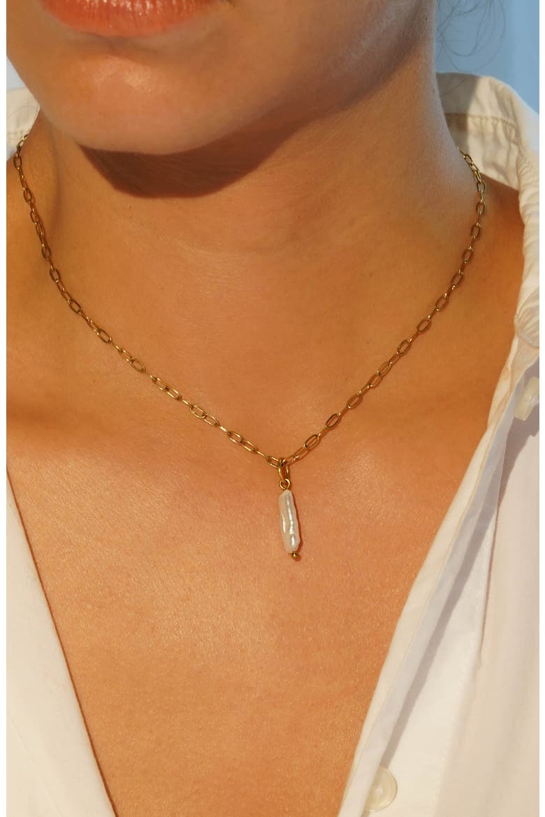 Freshwater Pearl Stick Charm, Alternate, color, GOLD