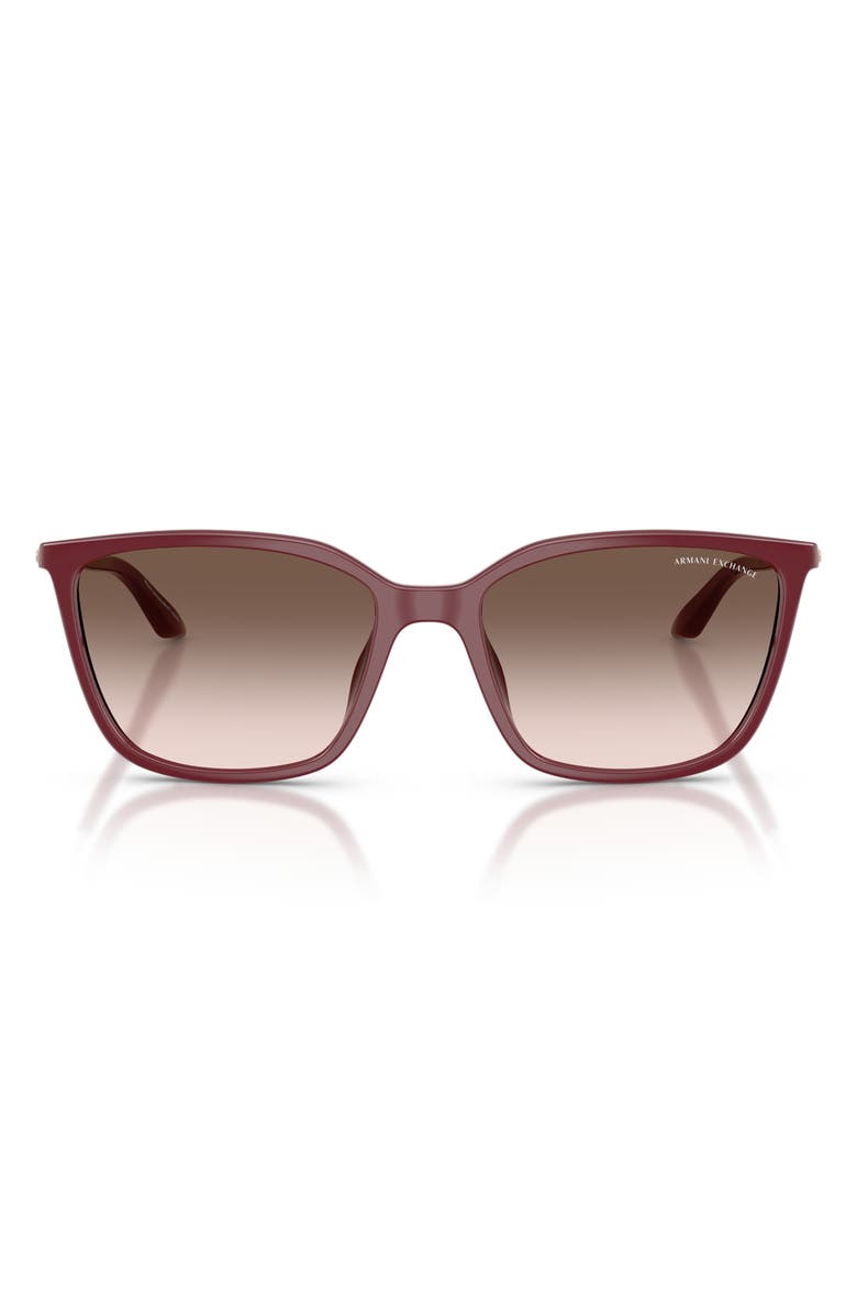 Armani Exchange 55mm Square Sunglasses, Main, color, Bordeaux / Pink Gradient Grey