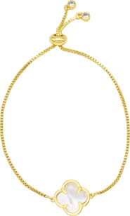 Adornia Mother-of-Pearl Clover Bolo Bracelet