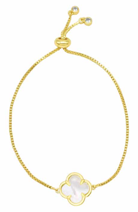 Adornia Mother-of-Pearl Clover Bolo Bracelet