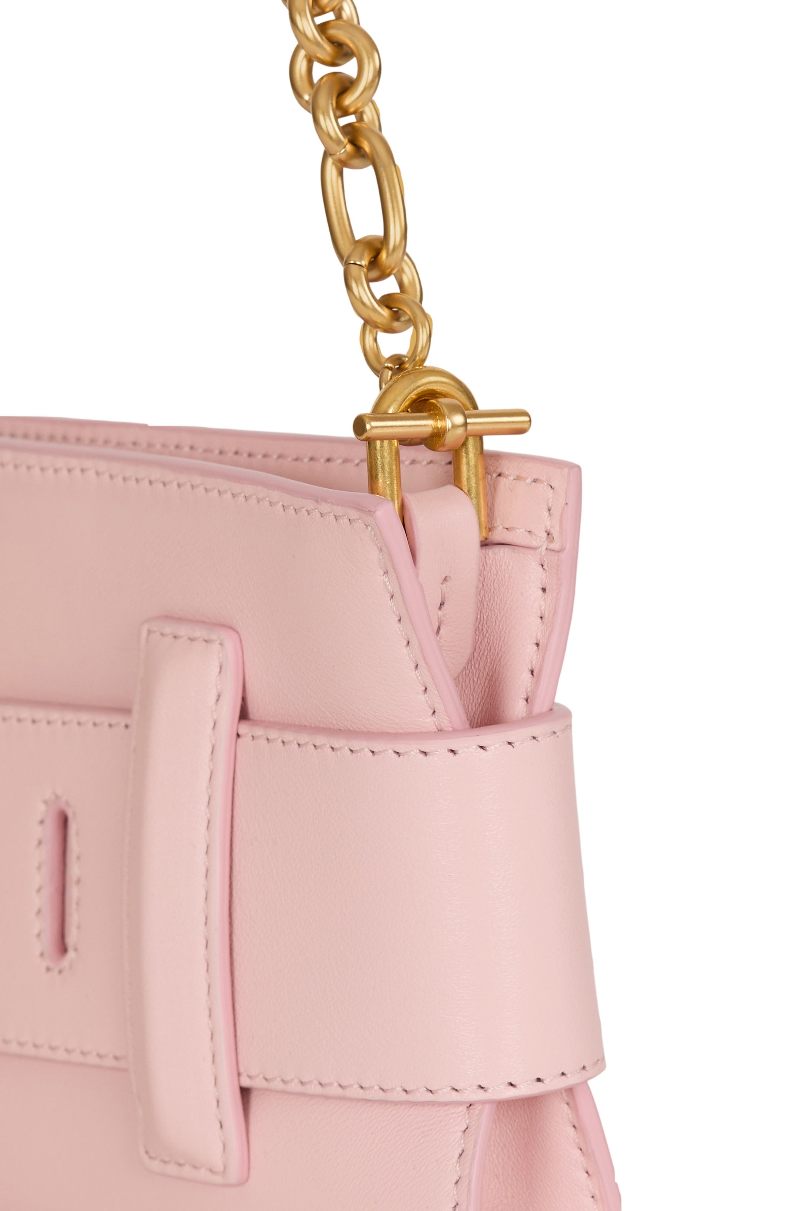 Balmain Anthem smooth leather clutch, Alternate, color, Pink