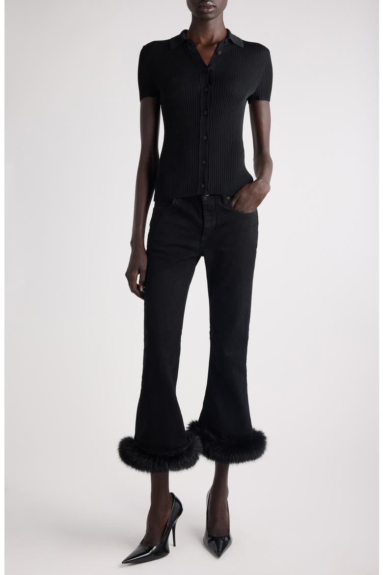 Short Sleeve Rib Top, Main, color, 1000 BLACK
