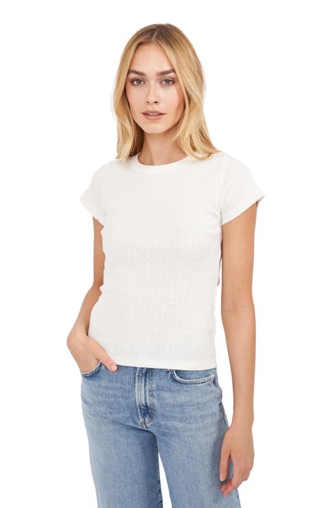 Pointelle Crewneck Tee